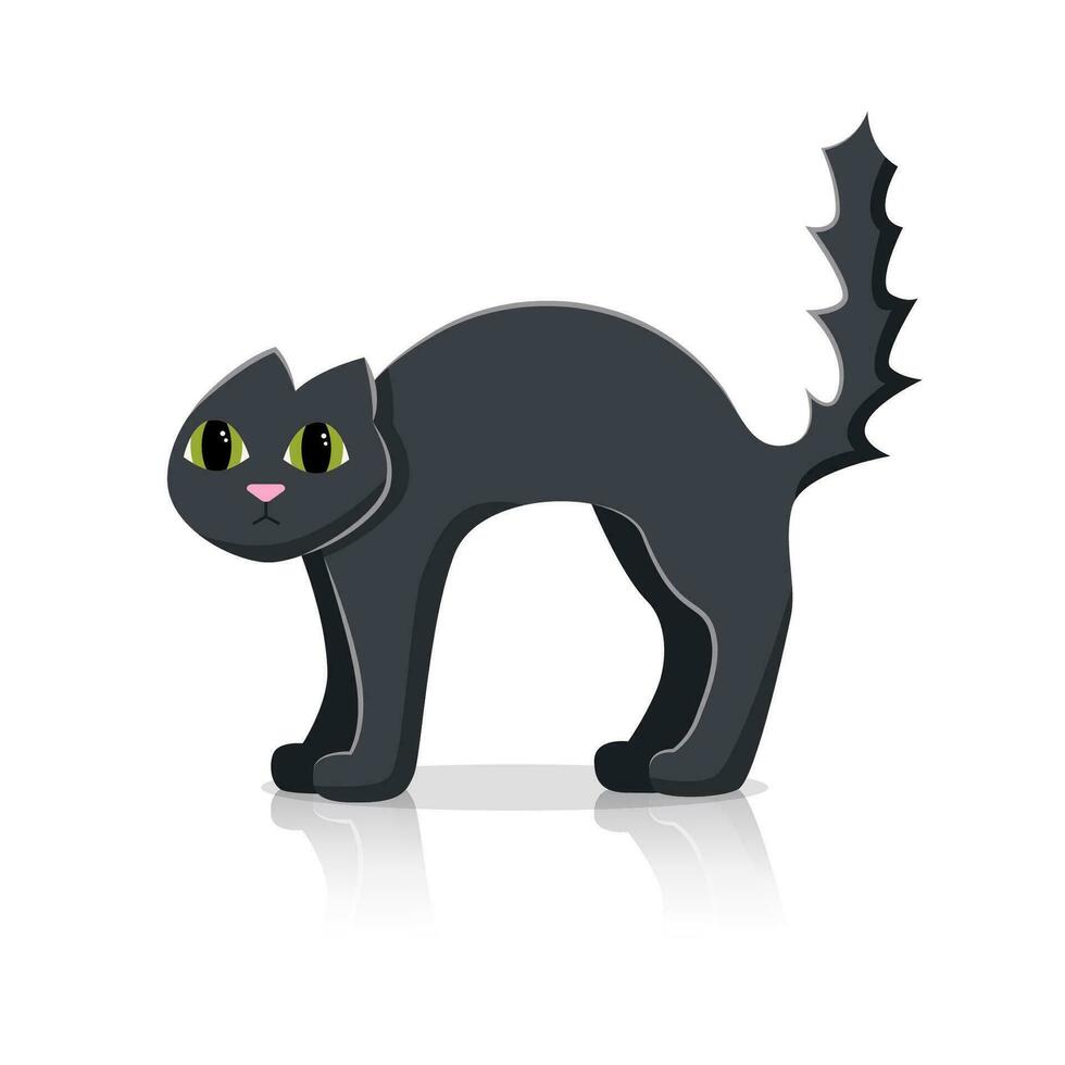 zwarte kat op witte achtergrond vector