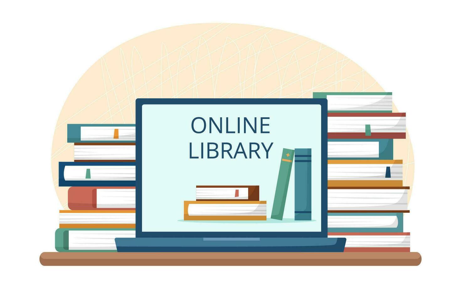 online bibliotheek. laptop en boeken vector