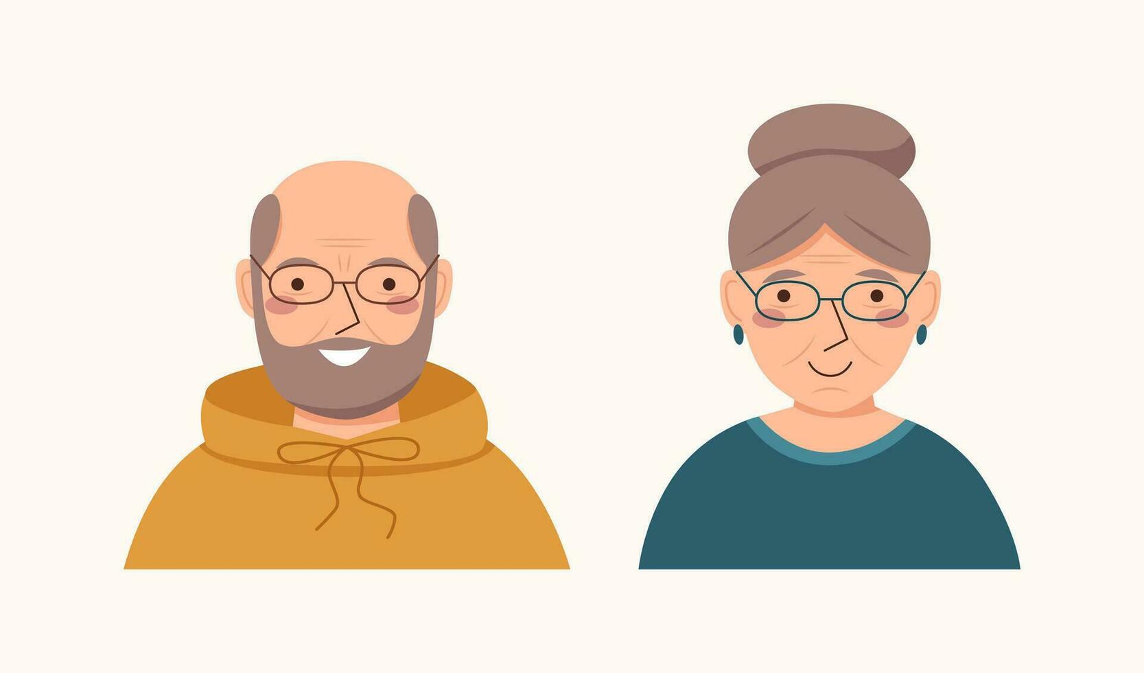 ouderen Mens en vrouw avatars vector