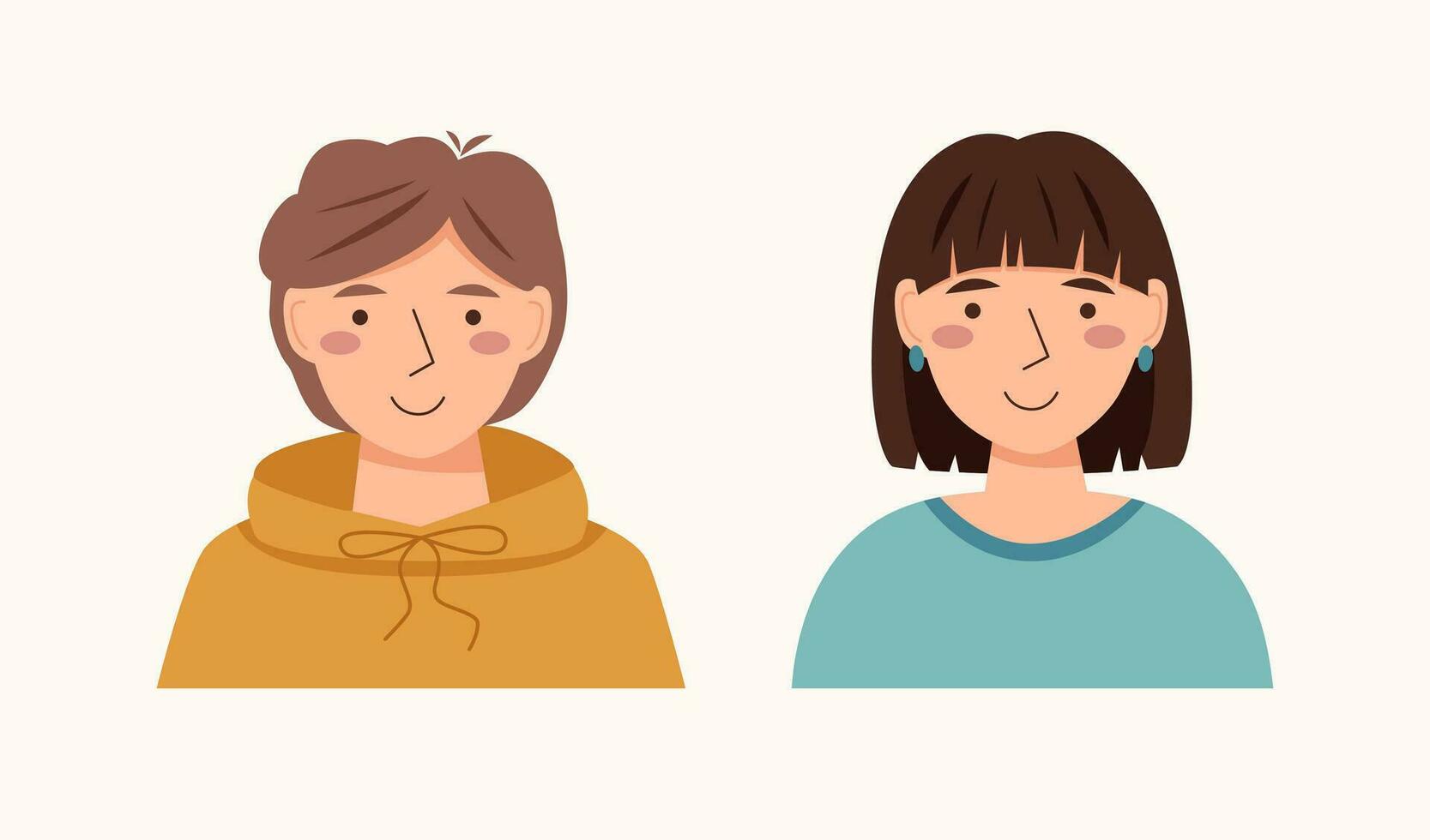 tiener jongen en meisje avatars vector