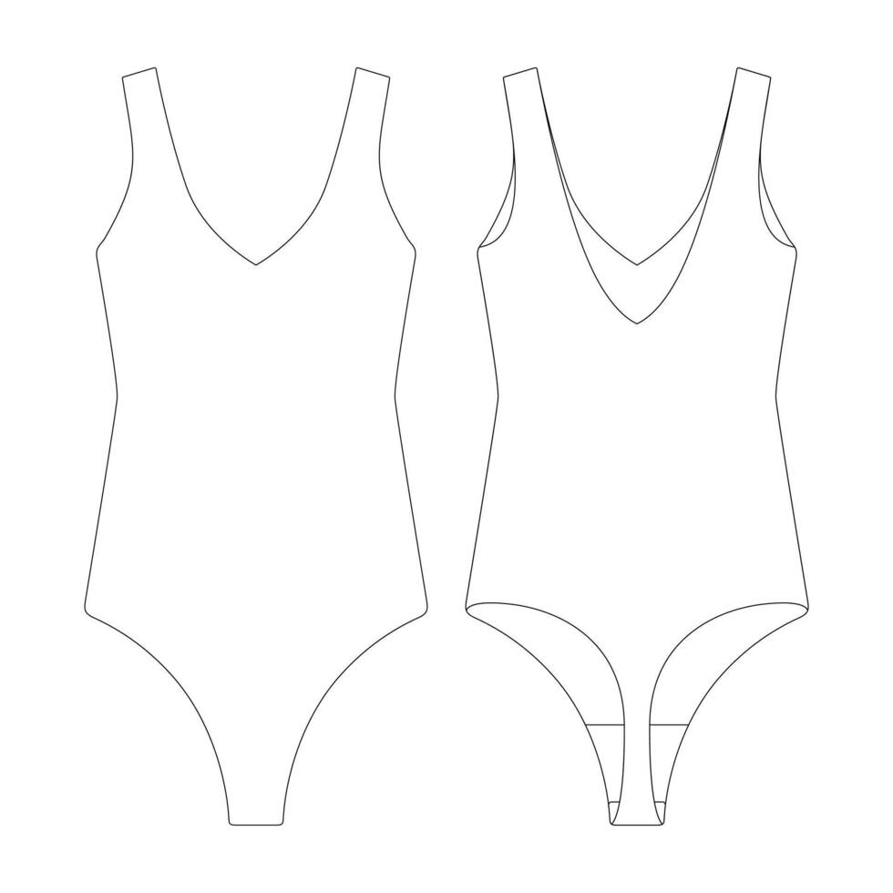 sjabloon duik bodysuit vector illustratie vlak ontwerp schets kleding verzameling