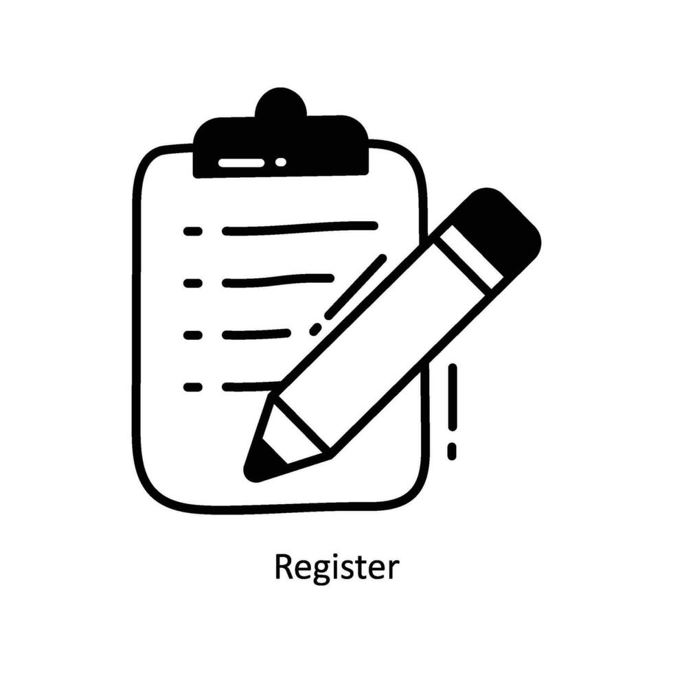 registreren tekening icoon ontwerp illustratie. ecommerce en boodschappen doen symbool Aan wit achtergrond eps 10 het dossier vector