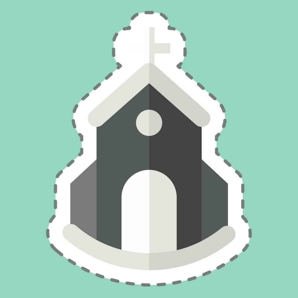 sticker lijn besnoeiing kerk. verwant naar sticker lijn besnoeiing gebouw symbool. gemakkelijk ontwerp bewerkbaar. gemakkelijk illustratie vector