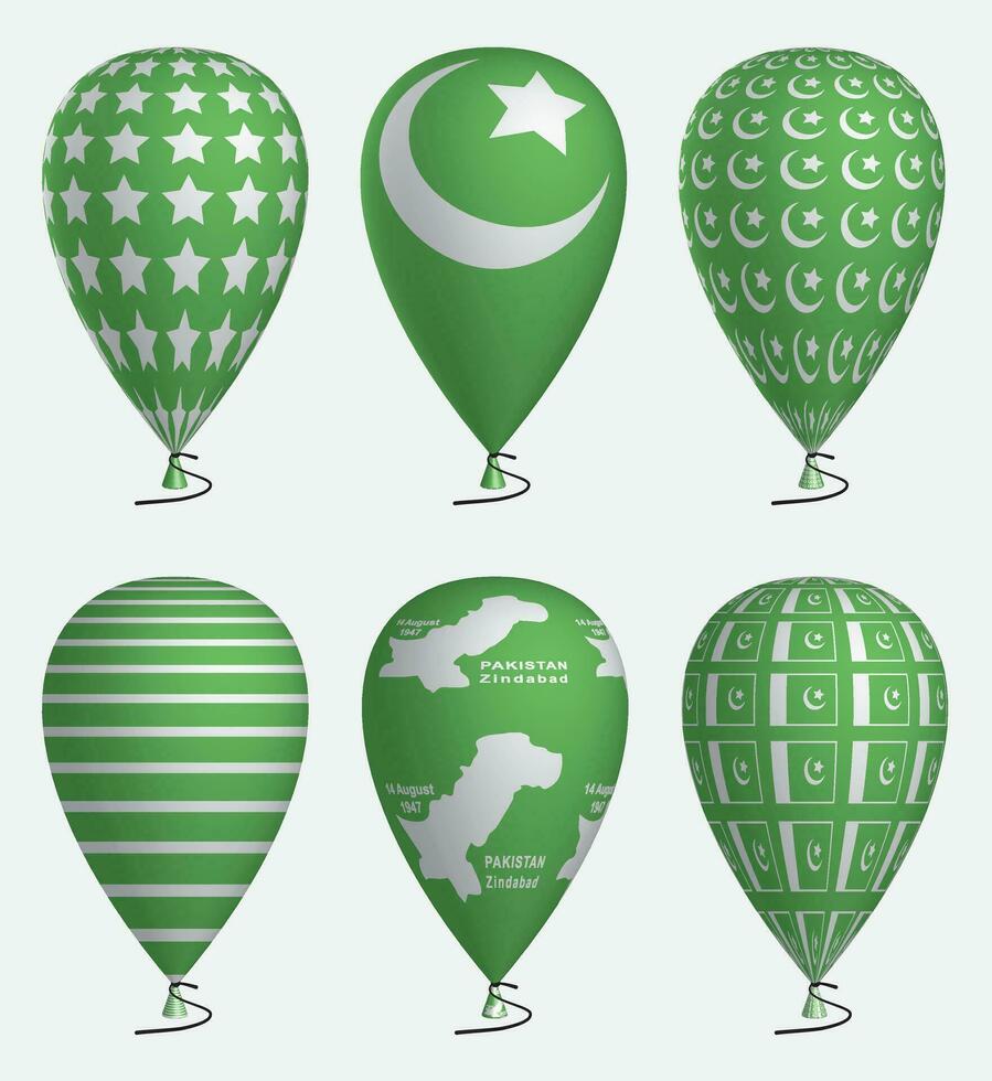 Pakistaans vlag, kaart en sterren Aan ballon vector