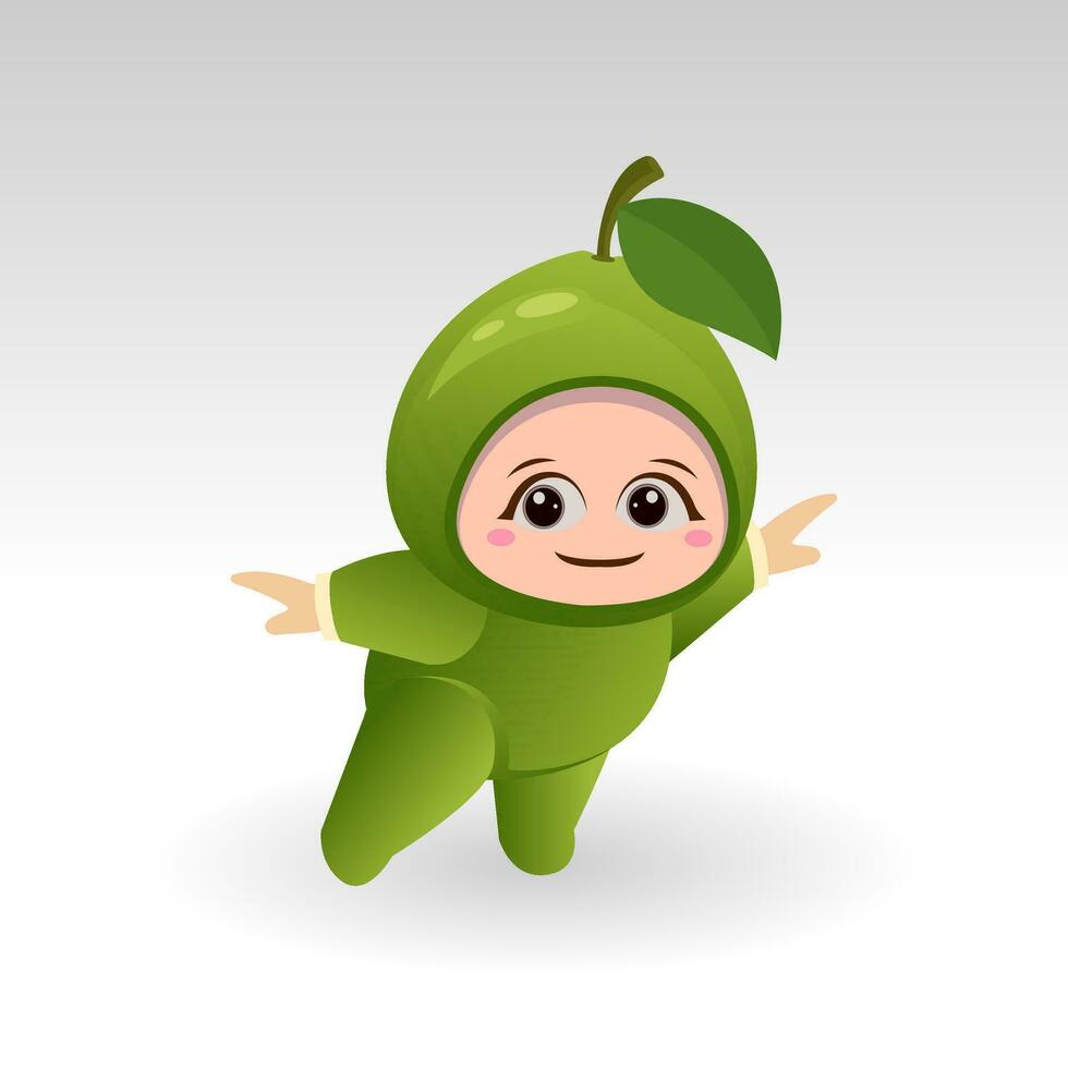 vector guava fruit kawaii tekenfilm karakter vector grappig guava fruit kawaii illustratie