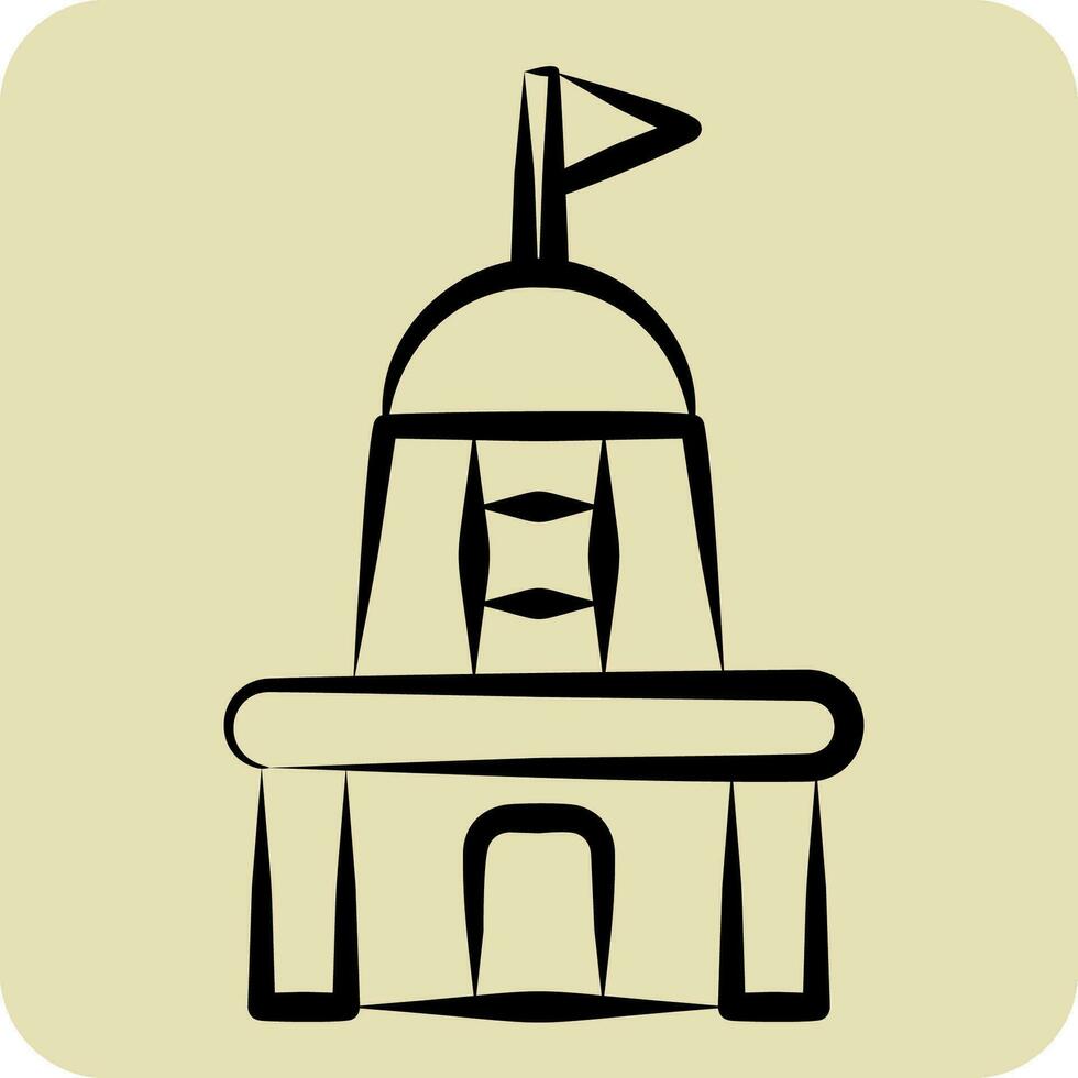 icoon tempel. verwant naar Indië symbool. hand- getrokken stijl. gemakkelijk ontwerp bewerkbaar. gemakkelijk illustratie vector