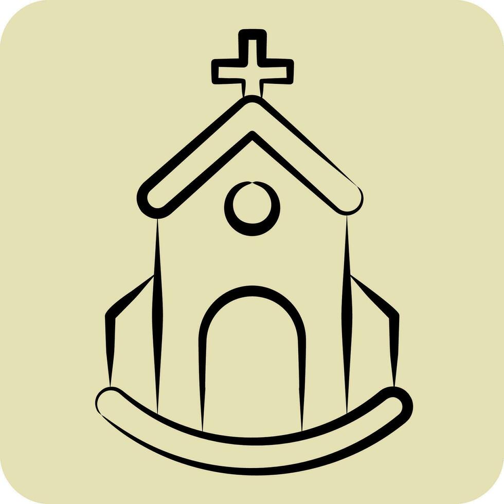 icoon kerk. verwant naar icoon gebouw symbool. hand- getrokken stijl. gemakkelijk ontwerp bewerkbaar. gemakkelijk illustratie vector