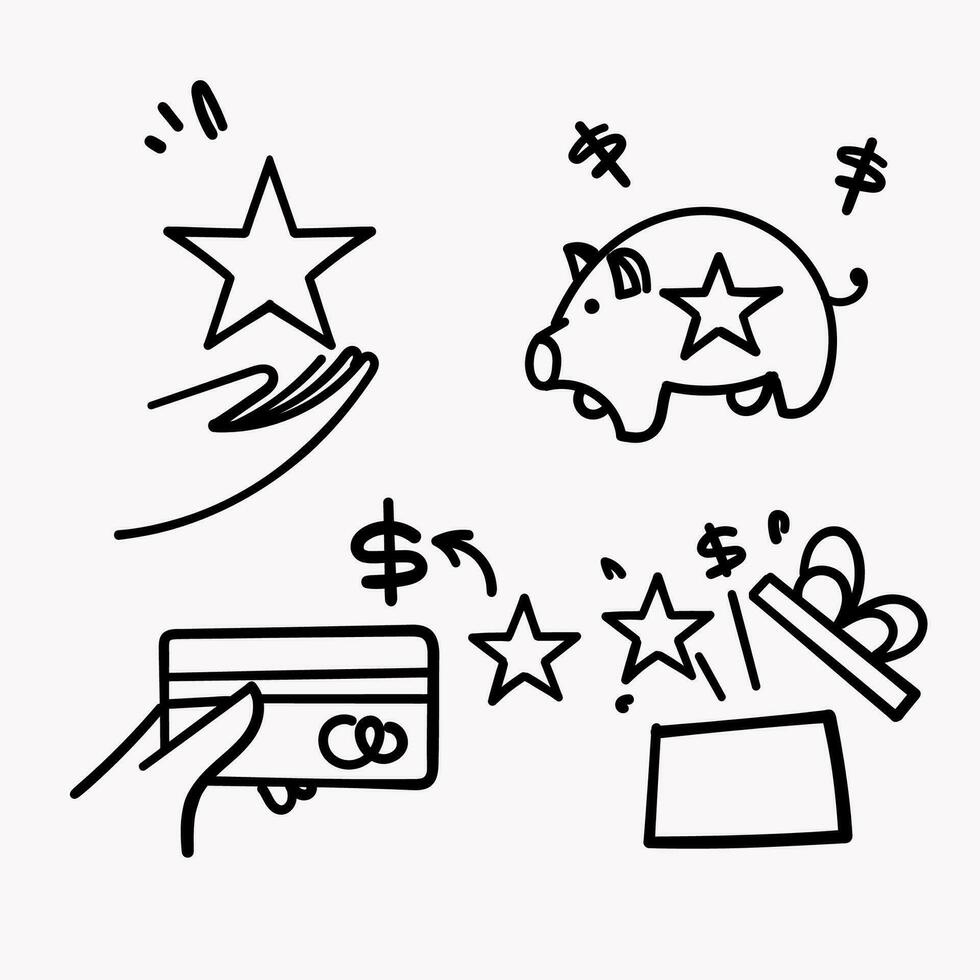 hand- getrokken tekening credit kaart loyaliteit programma illustratie vector