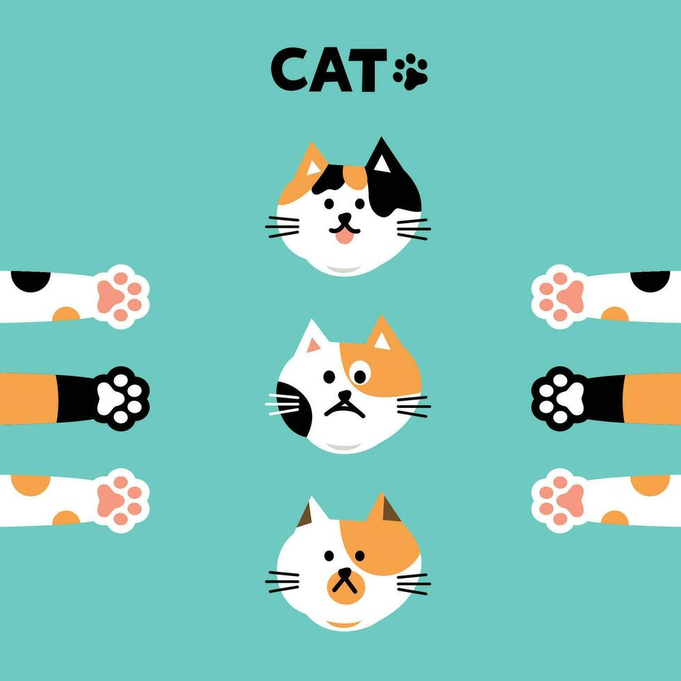 kat hoofd emoji vector. vector illustratie van een kat hoofd emoji vector. vector illustratie van oranje katten met poten Aan een blauw achtergrond.