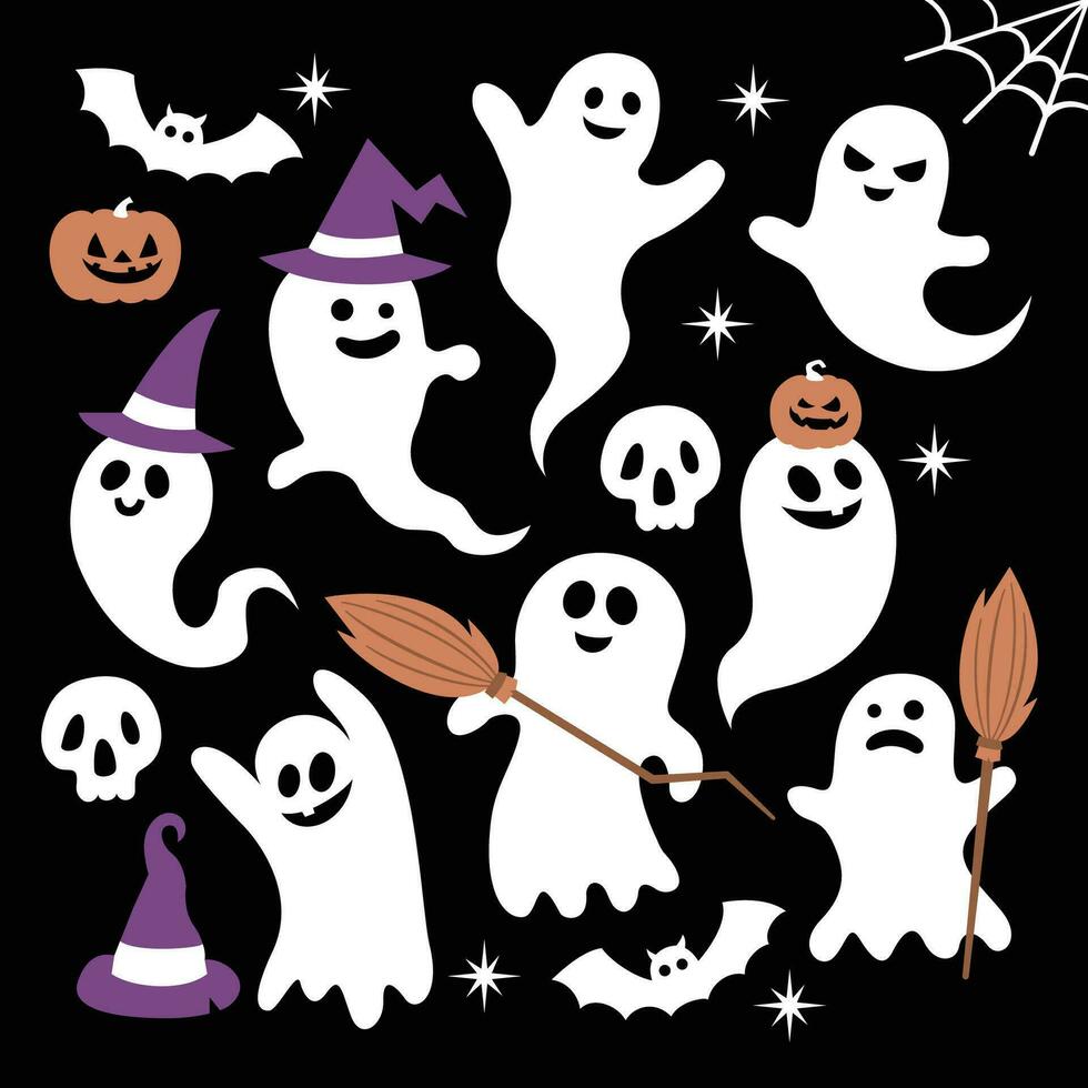 gelukkig halloween vector. divers geest combinatie illustraties vector