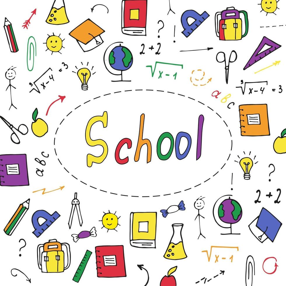 schoolspullen. handgetekende doodle set vector