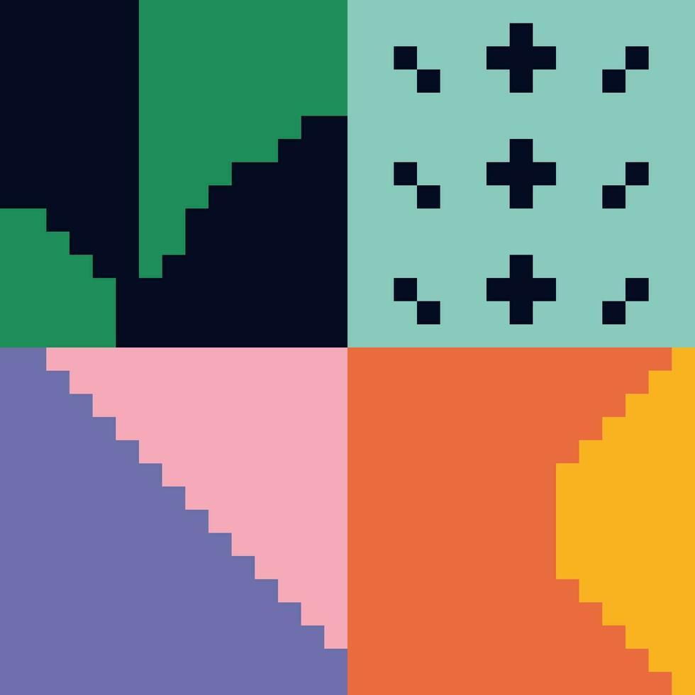 een serie van pixel kunst pleinen met verschillend kleuren vector