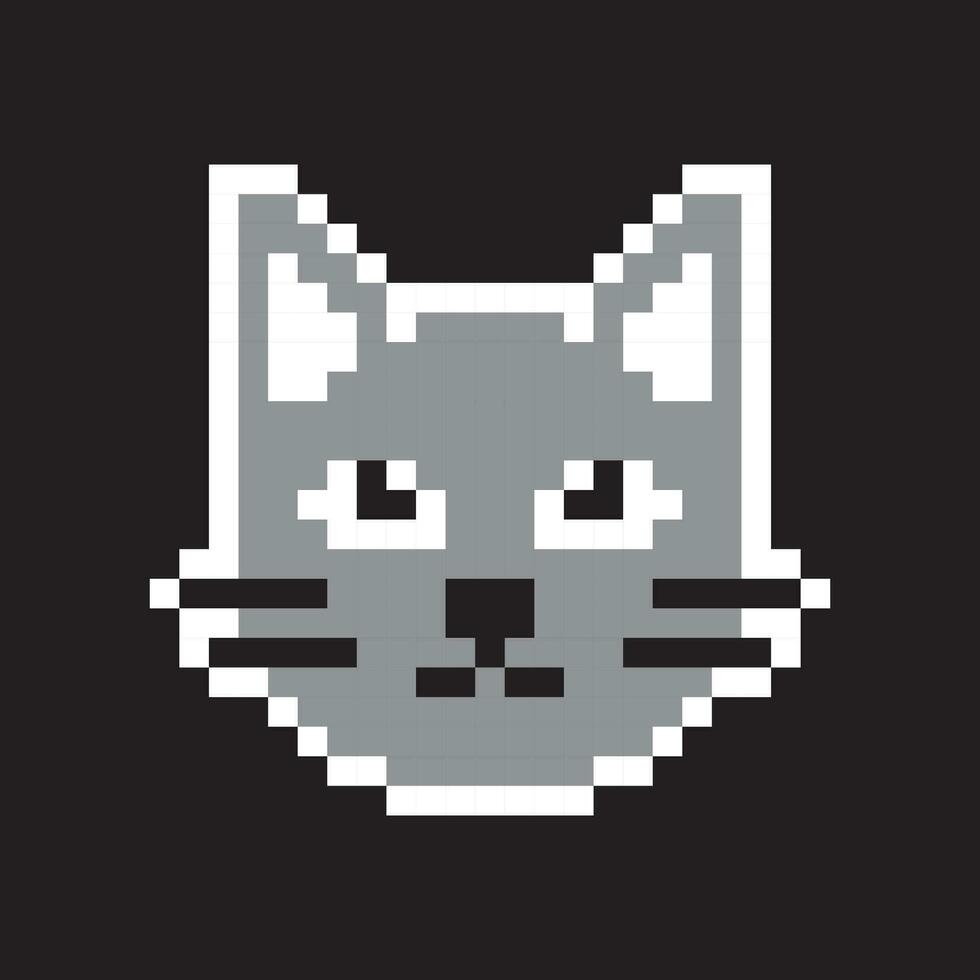 pixel kat hoofd Aan zwart achtergrond vector