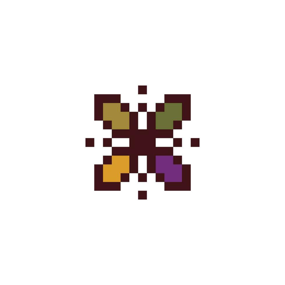 een pixel stijl logo met een bloem in de centrum vector