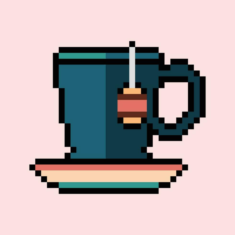 een pixel kunst illustratie van een kop van thee vector