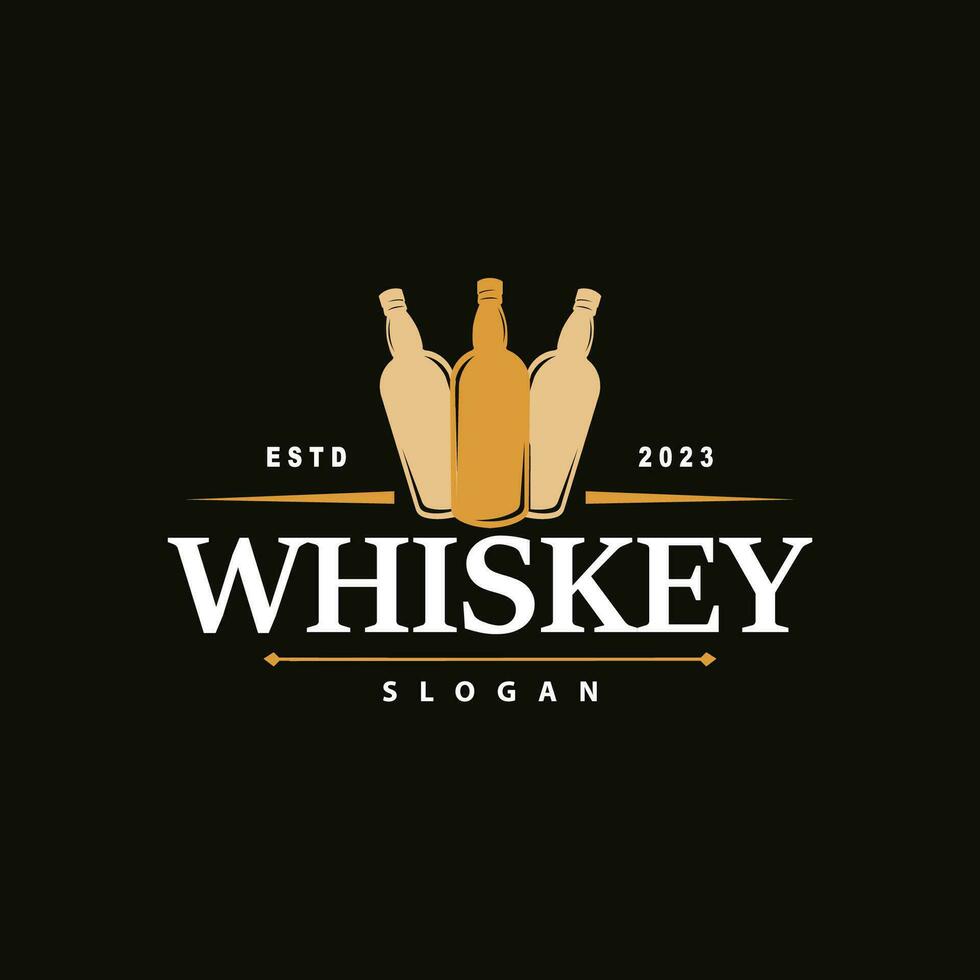 whisky logo, drinken etiket ontwerp met oud retro wijnoogst ornament illustratie premie sjabloon vector