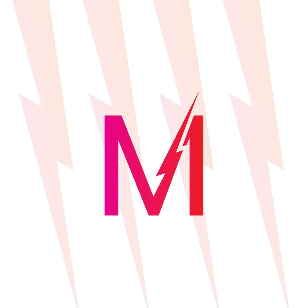 m brief logo met de elektrisch teken, elektriciteit logo, macht energie logo, en icoon vector