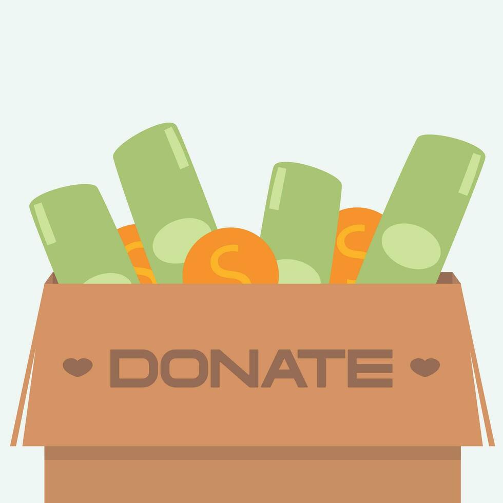 vallend munten geld in doos liefdadigheid en bijdrage concept vector illustratie