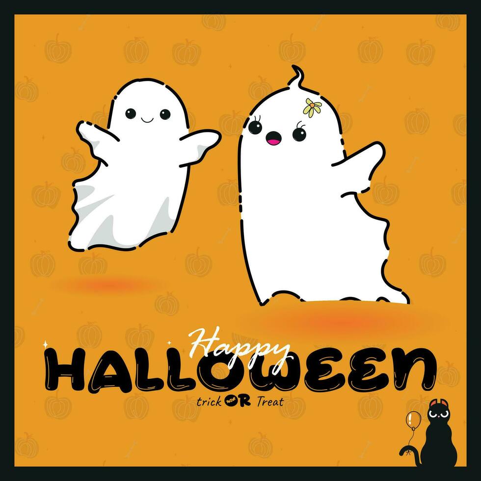 gelukkig halloween, schattig spookachtig u zijn mijn boe paar met boos zwart kat vector