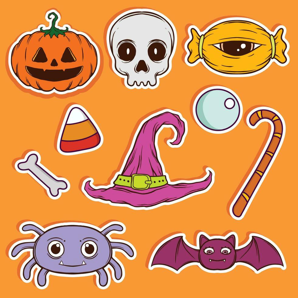 halloween sticker vector met illustratie