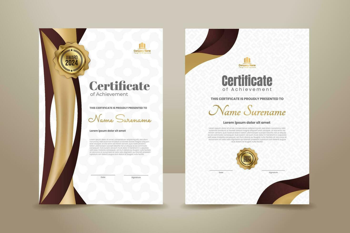 premie elegant certificaat sjabloon ontwerp met rood en gouden ornament. vector illustratie