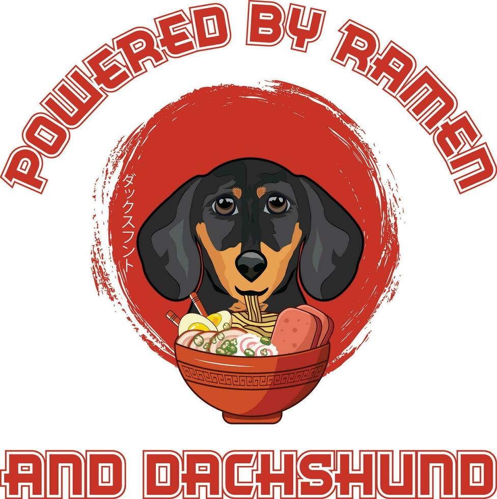 ramen sushi teckel hond t-shirt vector