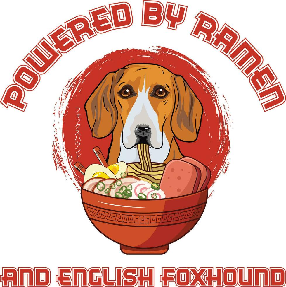 ramen sushi Engels foxhound hond t-shirt vector