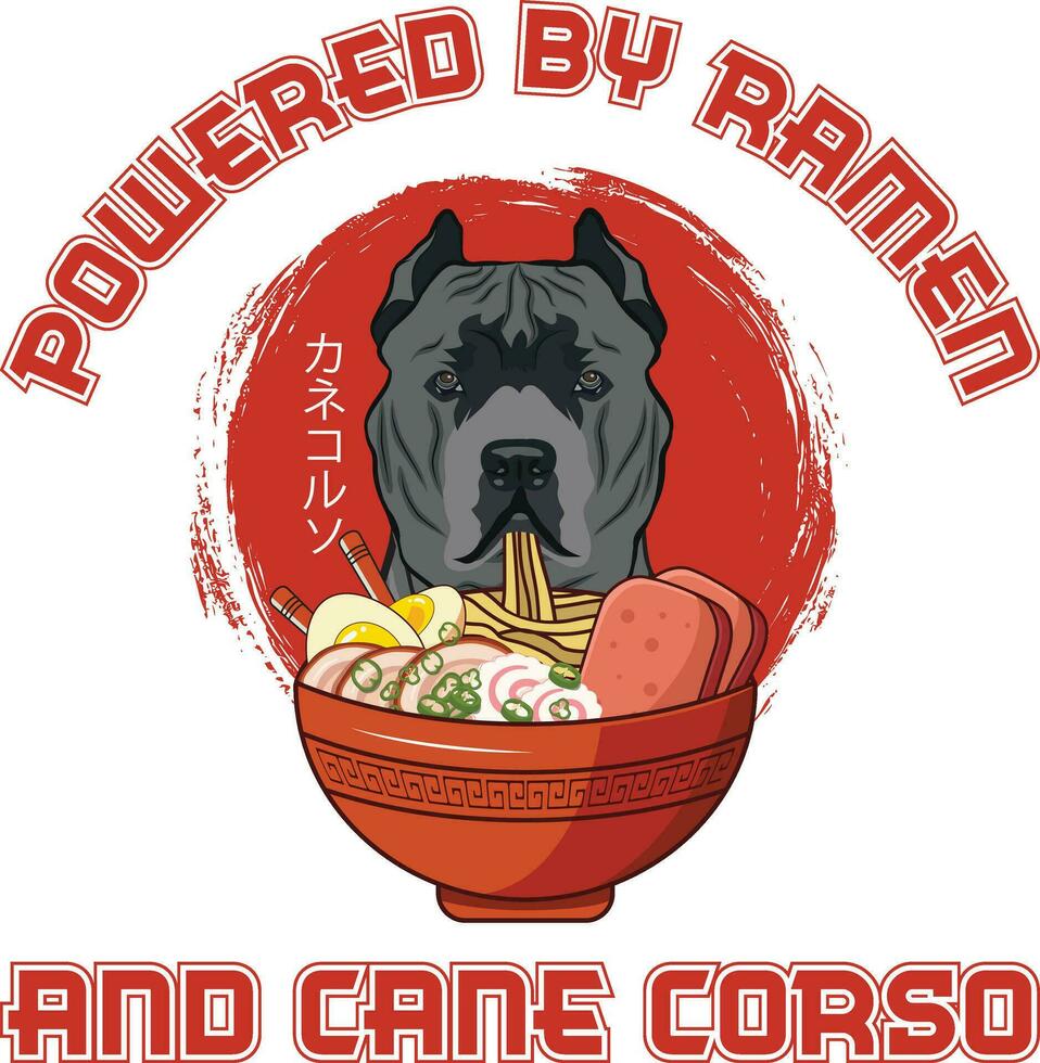 ramen sushi riet corso hond t-shirt vector