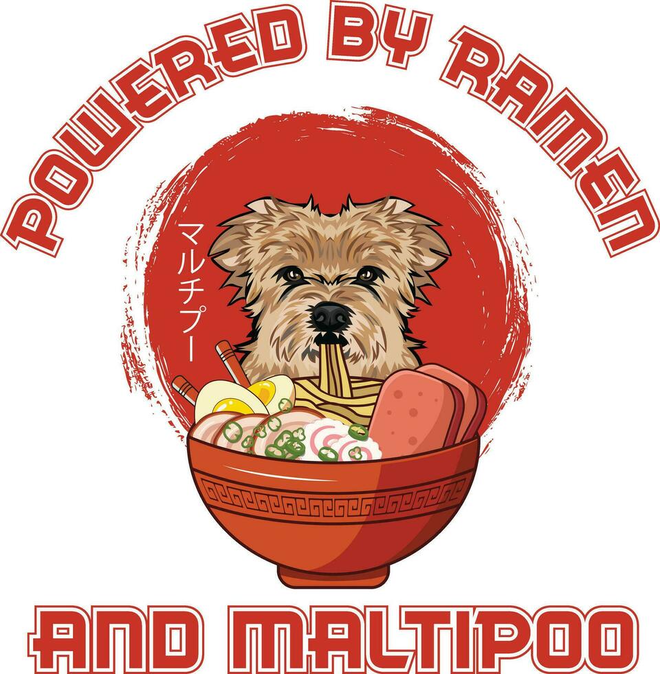 ramen sushi Maltipoo hond ontwerpen zijn breed in loondienst aan de overkant divers artikelen. vector