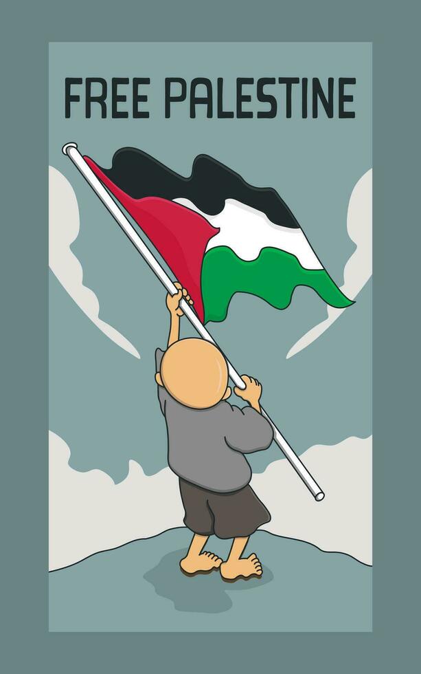 vector illustratie van een kind verspilling de Palestina vlag voor vrijheid