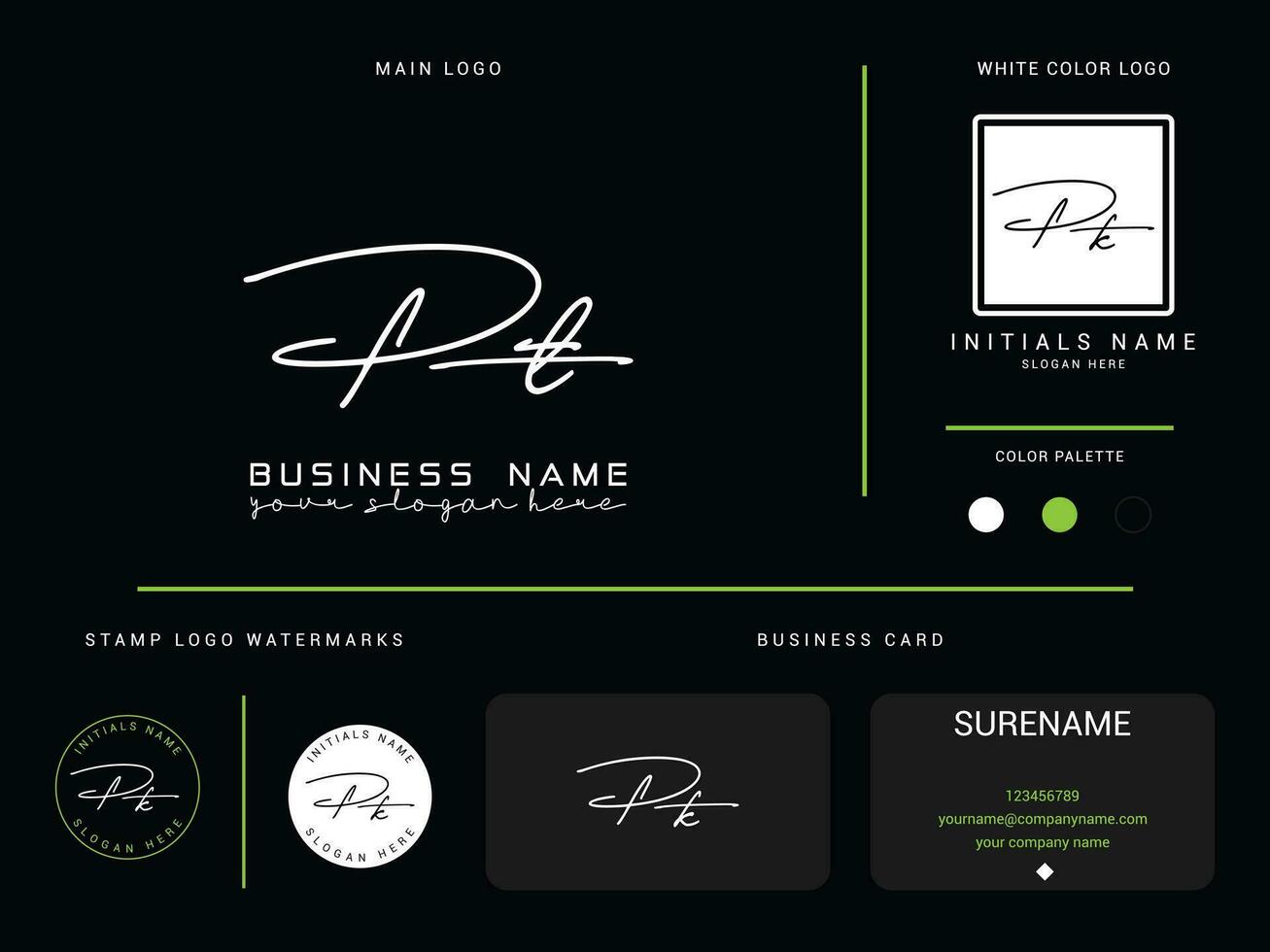 elegant pt handtekening brief logo, modern pt logo icoon met branding vector