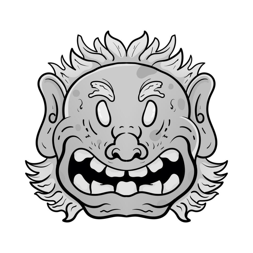 cultuur hoofd monster standbeeld barong of tiki masker trofisch teken van Polynesisch. illustratie ontwerp mooi zo voor tatoeages, poster element of afdrukken vector