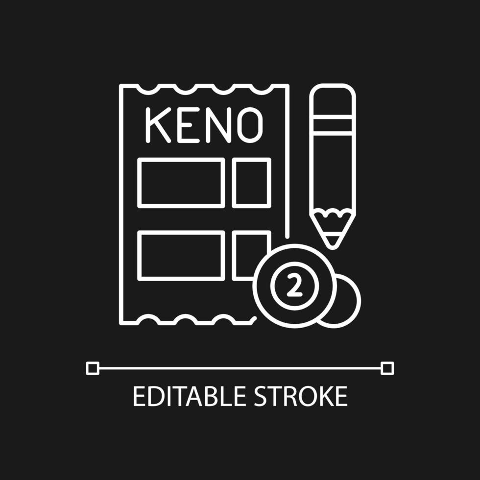 keno wit lineair pictogram voor donker thema vector