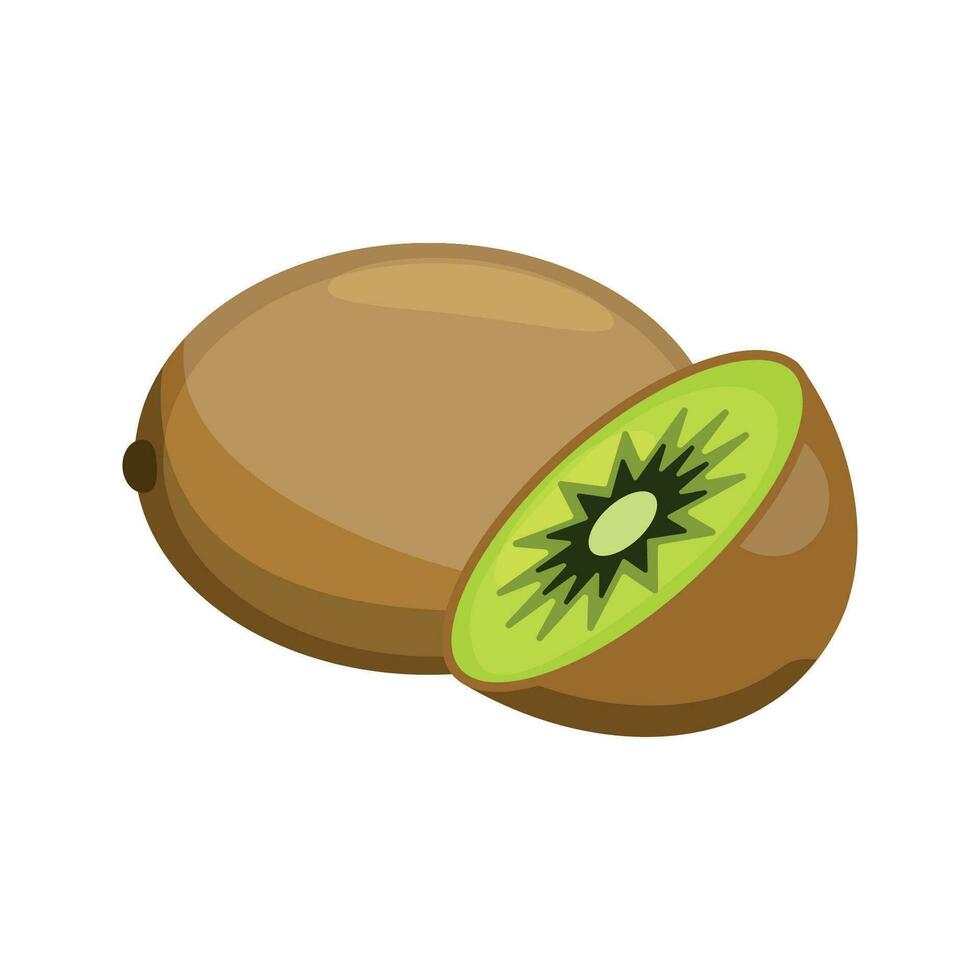 rijp kiwi en een plak van kiwi vector