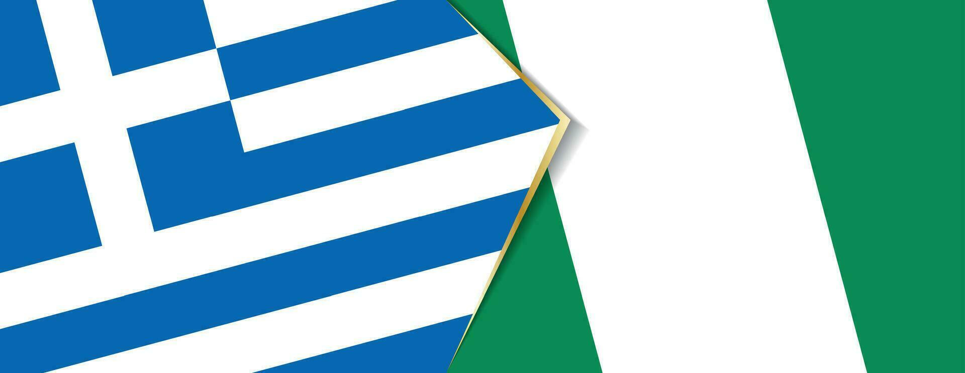 Griekenland en Nigeria vlaggen, twee vector vlaggen.