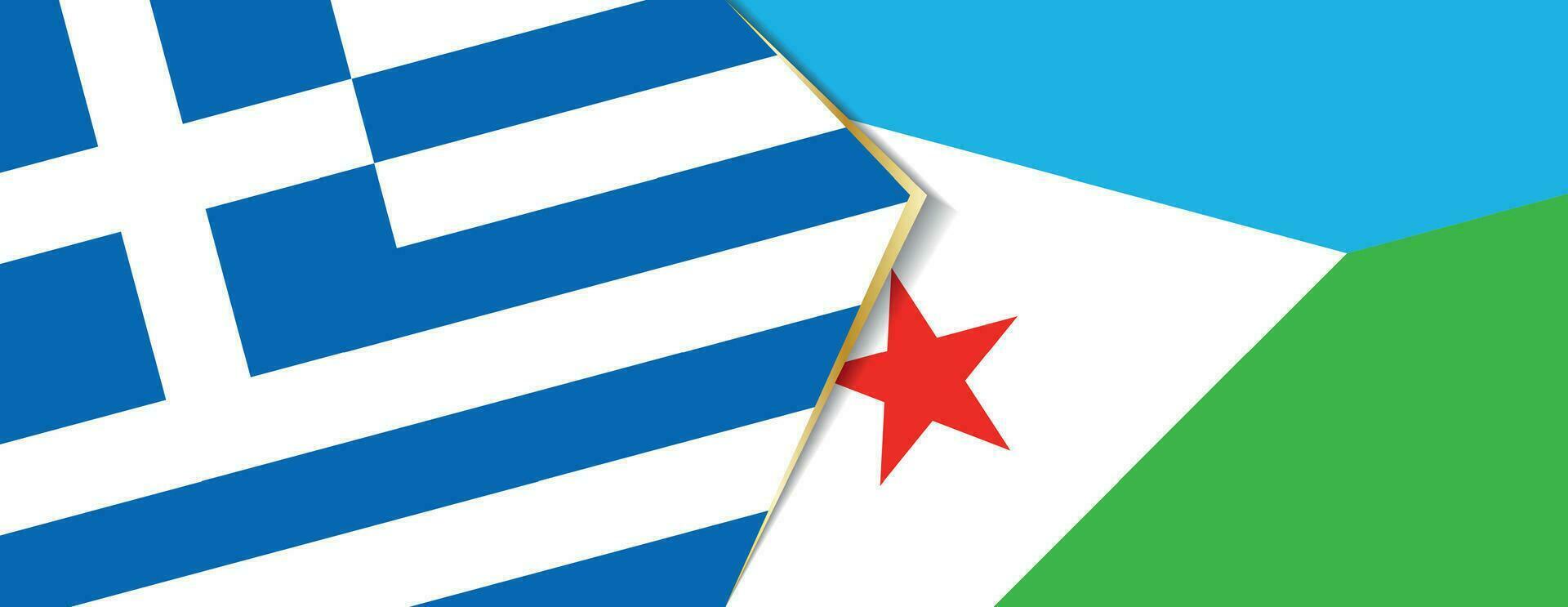 Griekenland en Djibouti vlaggen, twee vector vlaggen.