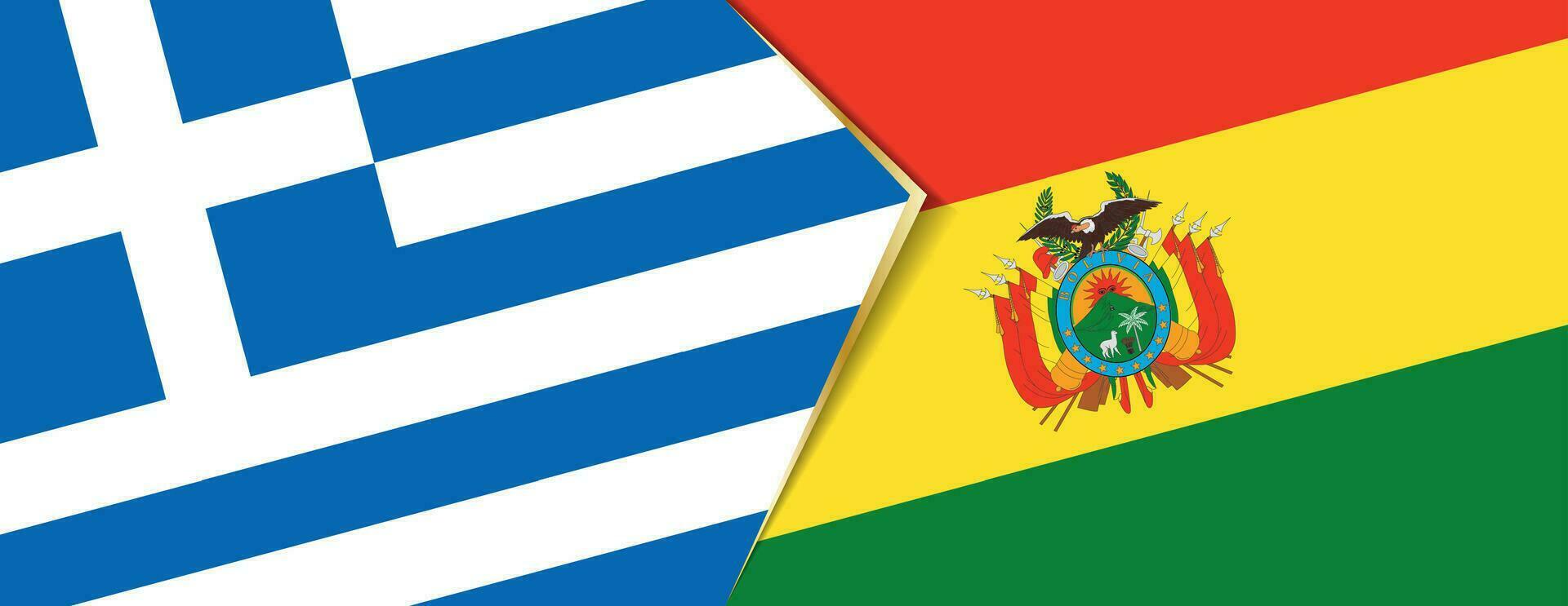 Griekenland en Bolivia vlaggen, twee vector vlaggen.