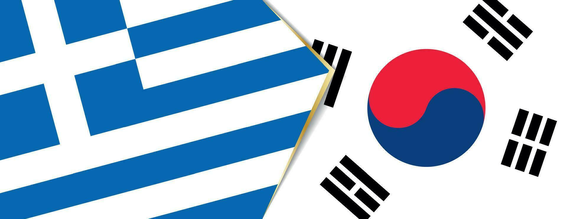 Griekenland en zuiden Korea vlaggen, twee vector vlaggen.