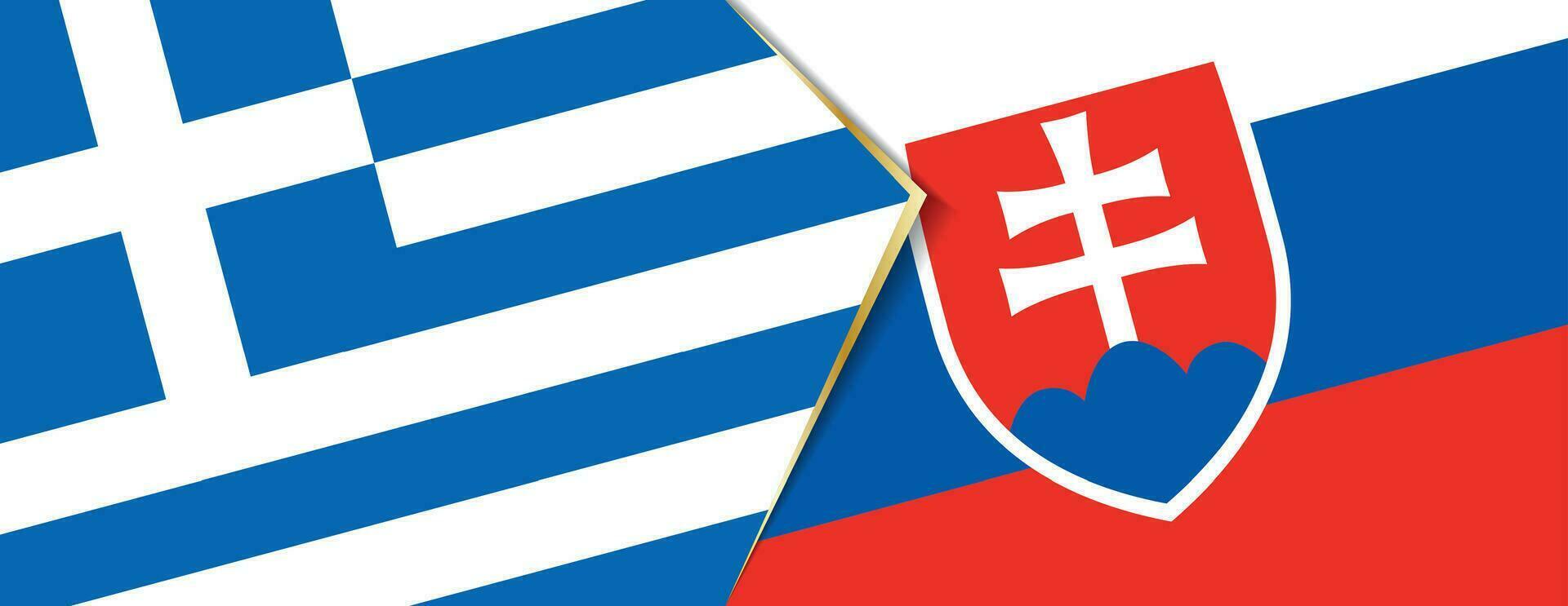 Griekenland en Slowakije vlaggen, twee vector vlaggen.