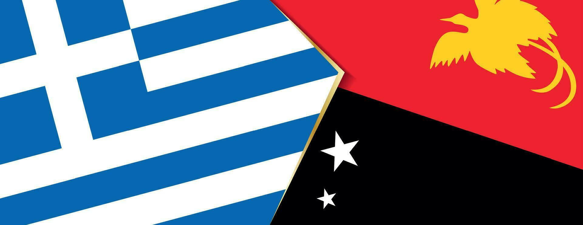 Griekenland en Papoea nieuw Guinea vlaggen, twee vector vlaggen.