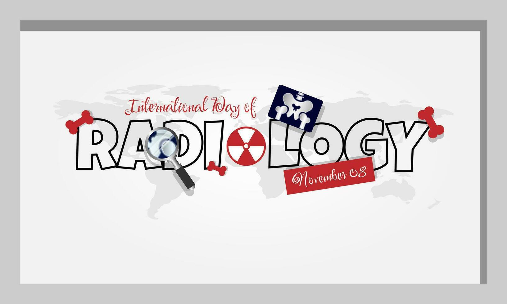 Internationale dag van radiologie met typografie stijl vector