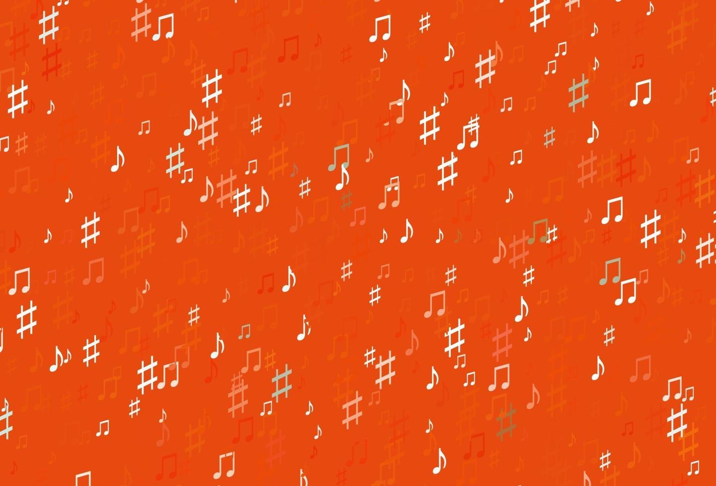 licht oranje vector sjabloon met muzikale symbolen.