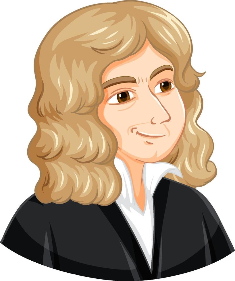 portret van isaac newton in cartoonstijl vector