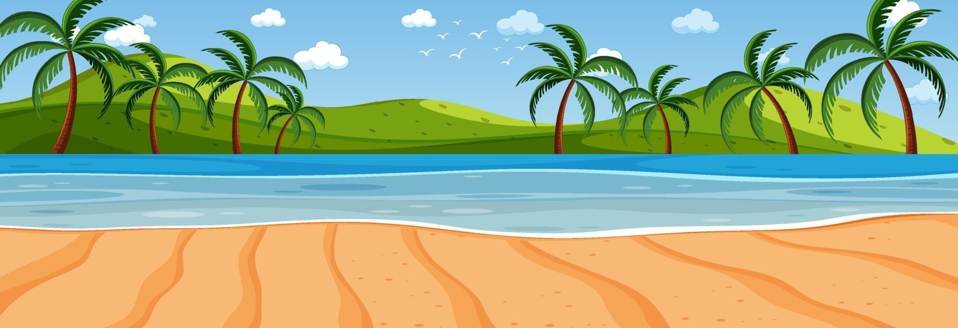 panorama landschapsscène met veel palmbomen op het strand vector