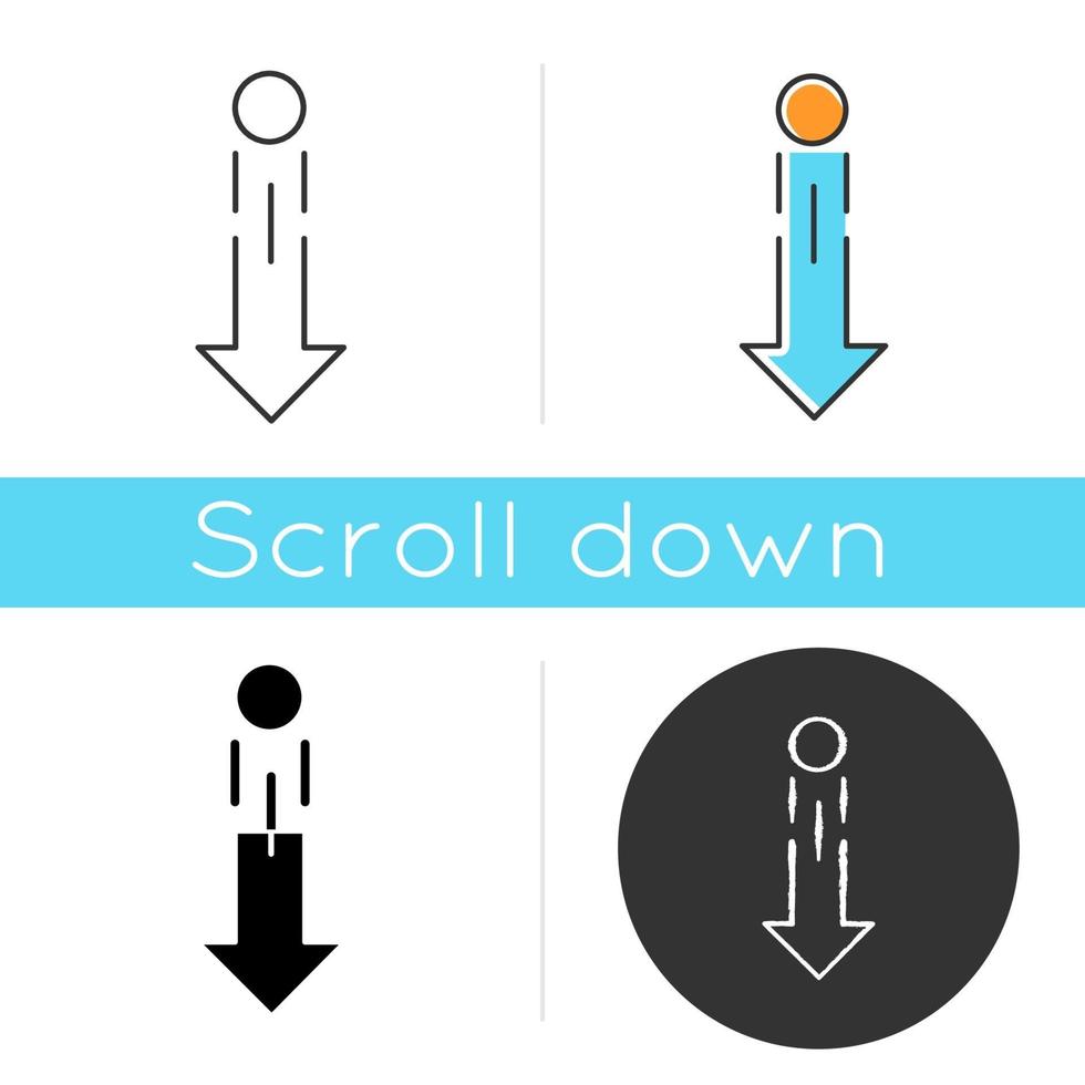 pijl-omlaag en cirkelpictogram vector