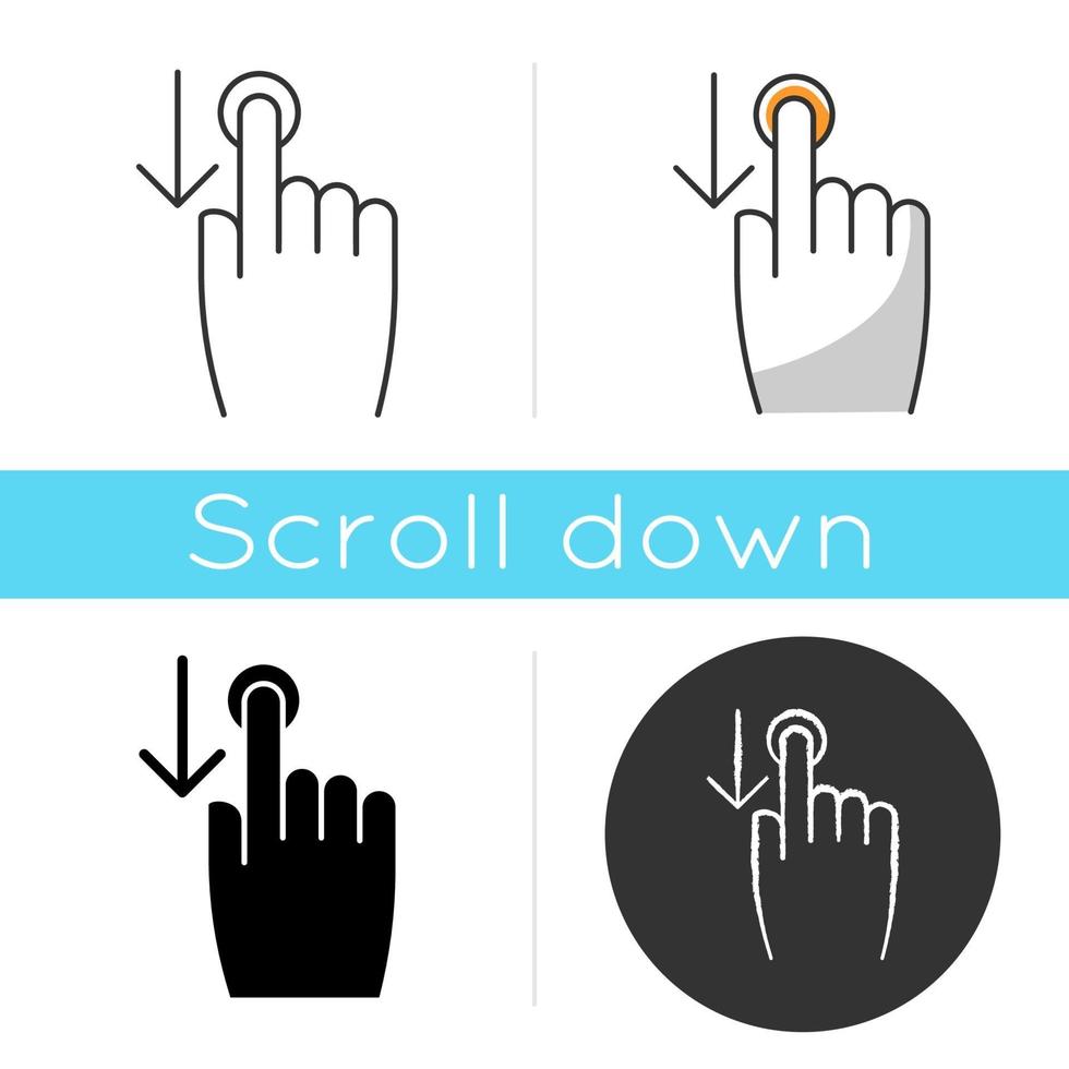 omlaag scrollend vingerpictogram vector