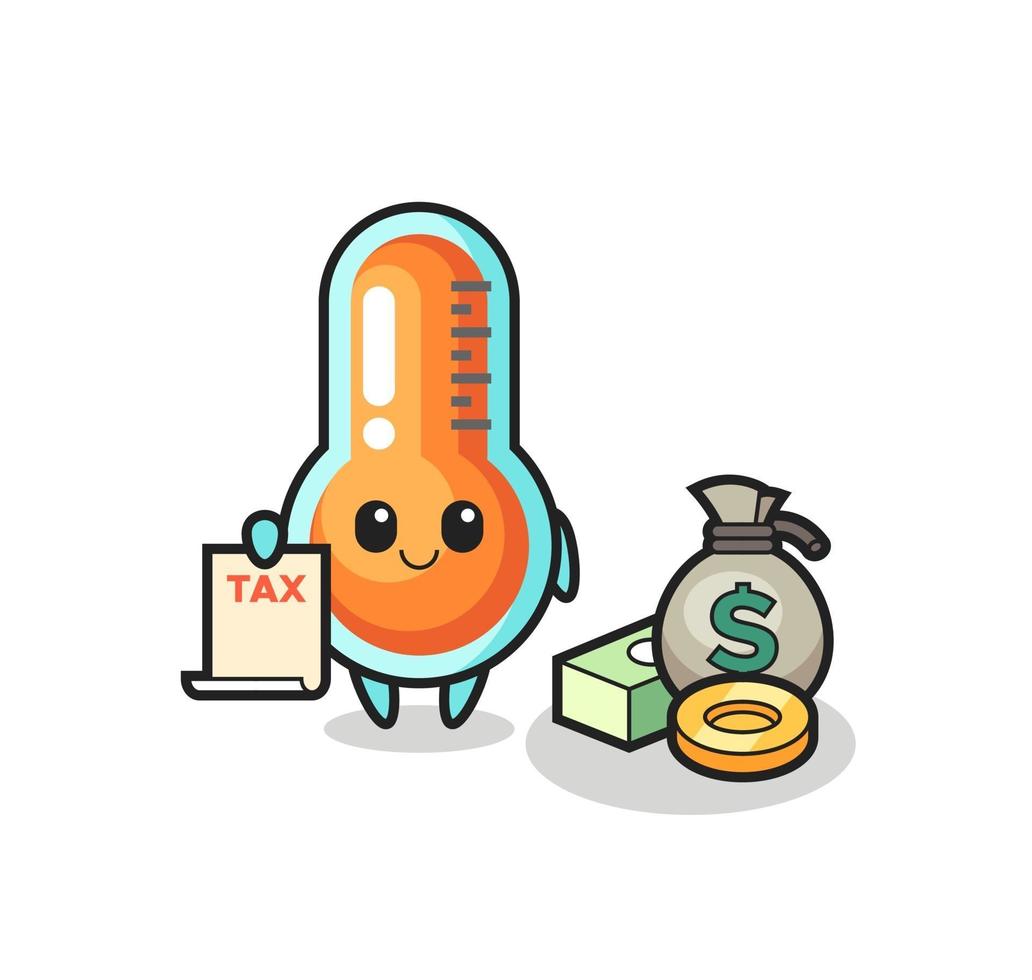 karakter cartoon van thermometer als accountant vector