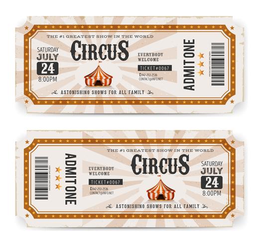 Vintage circus ticket terug en voorzijde vector