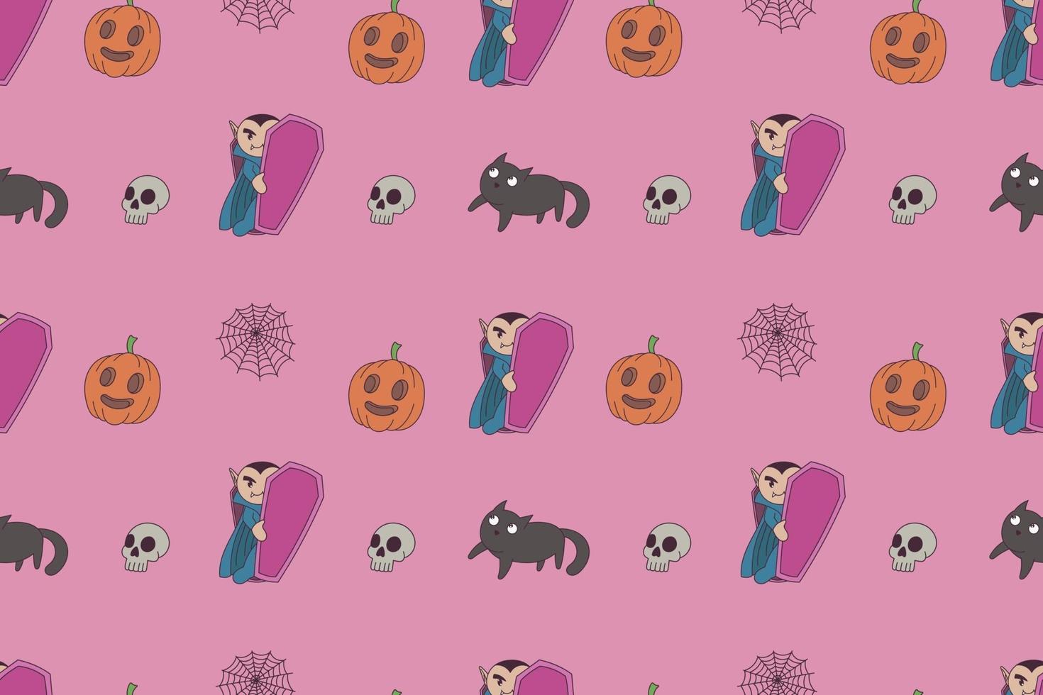 naadloos patroon van halloween schattige doodles vector