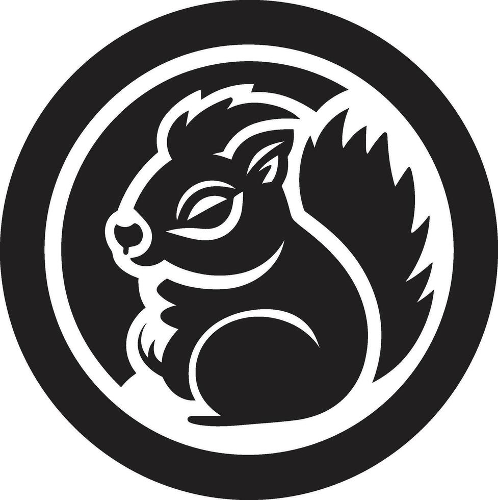 stoutmoedig zwart eekhoorn logo icoon strak eekhoorn embleem in zwart vector
